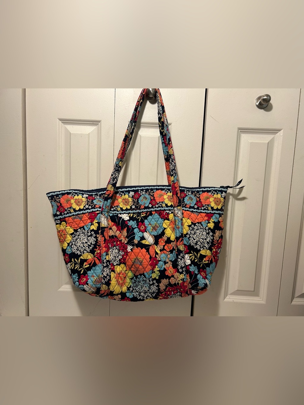 Vera Bradley XL Quilted Floral Tote duffel Bag - retired happy snails pattern
